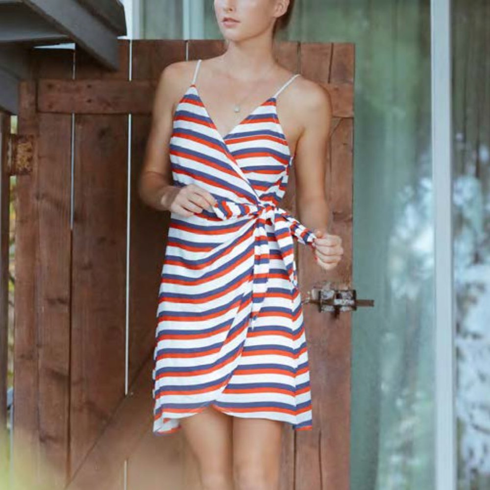 Americana Stripe Silence Dress/Cover Up